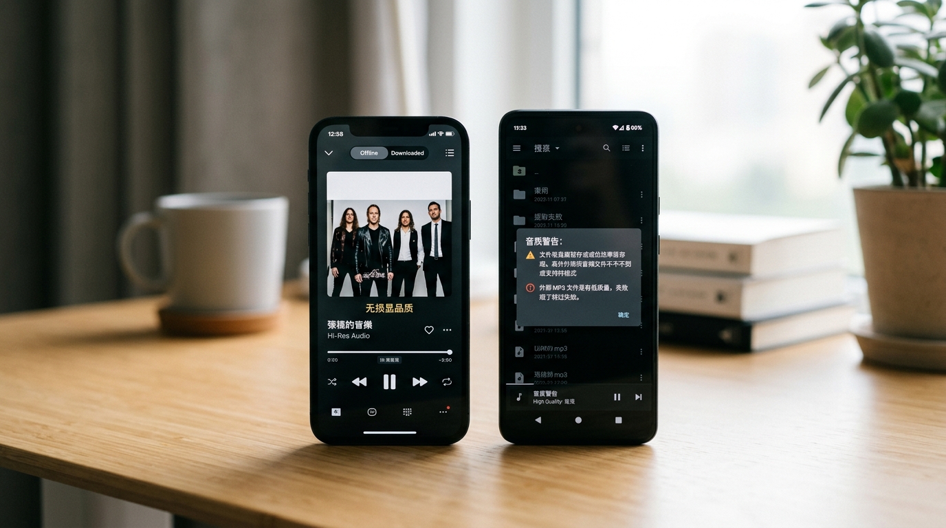汽水音乐下载App缓存与外部MP3提取对比