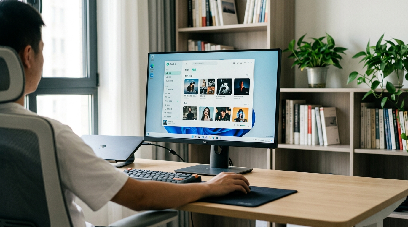 汽水音乐电脑版在 Windows 11 上的桌面播放界面