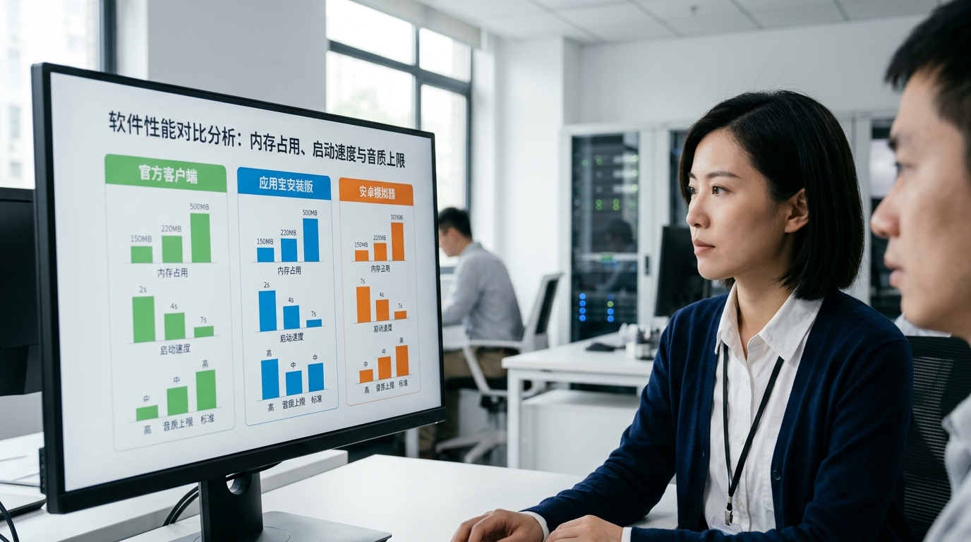 汽水音乐电脑版三种方案音质稳定性资源占用对比图