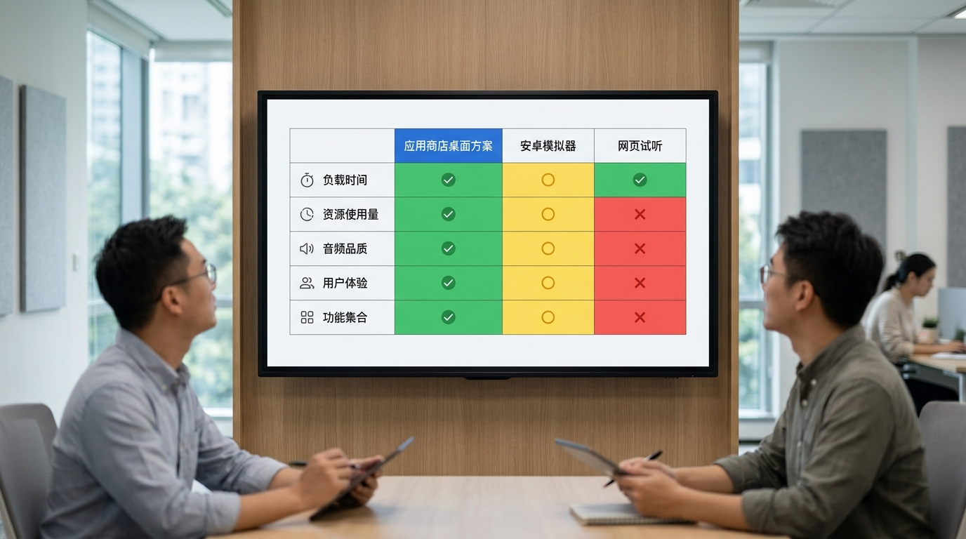 汽水音乐电脑版三种使用方案实测对比表