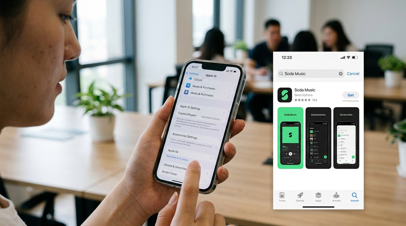 iPhone切换Apple ID区域实现汽水音乐下载的合规方法