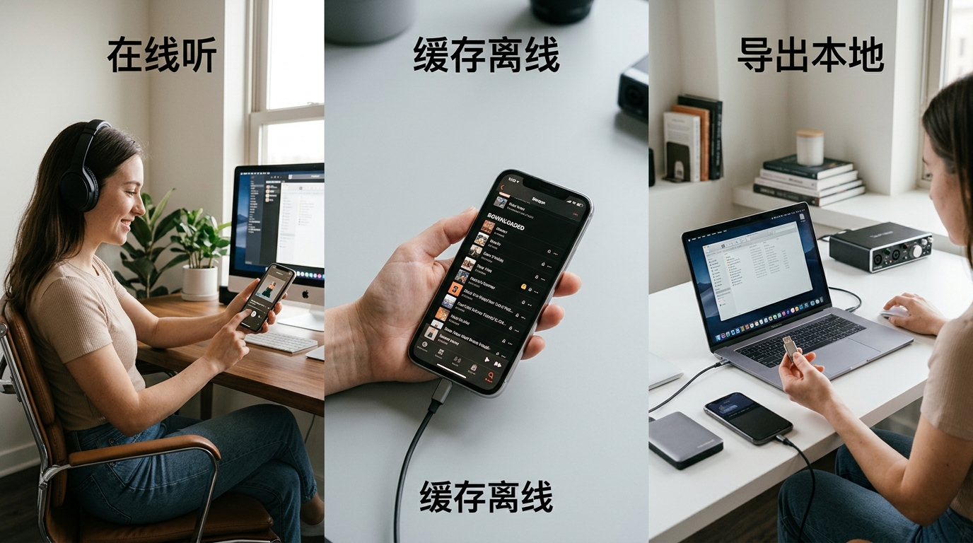 汽水音乐下载缓存离线与本地文件区别对比